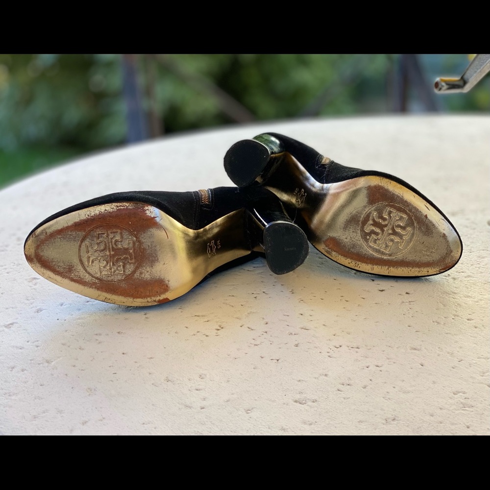 TORY BURCH Black Suede and Patent Leather Buckle Booties EUC - Picture 6 of 13